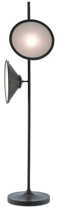 Currey and Company 8000-0018 Two Light Floor Lamp, Antique Black/White Opaque