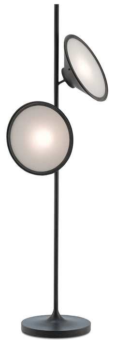 Currey and Company 8000-0018 Two Light Floor Lamp, Antique Black/White Opaque