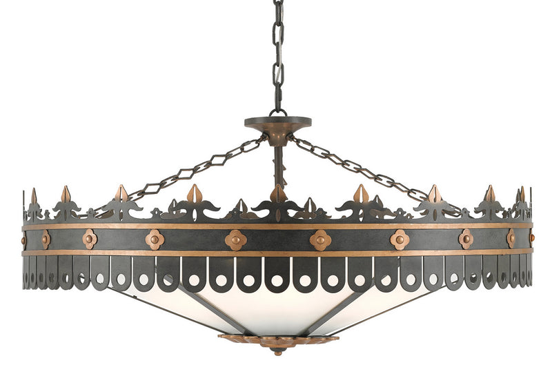 Currey and Company 9000-0181 Six Light Chandelier, Antique Gold/Moss Gray
