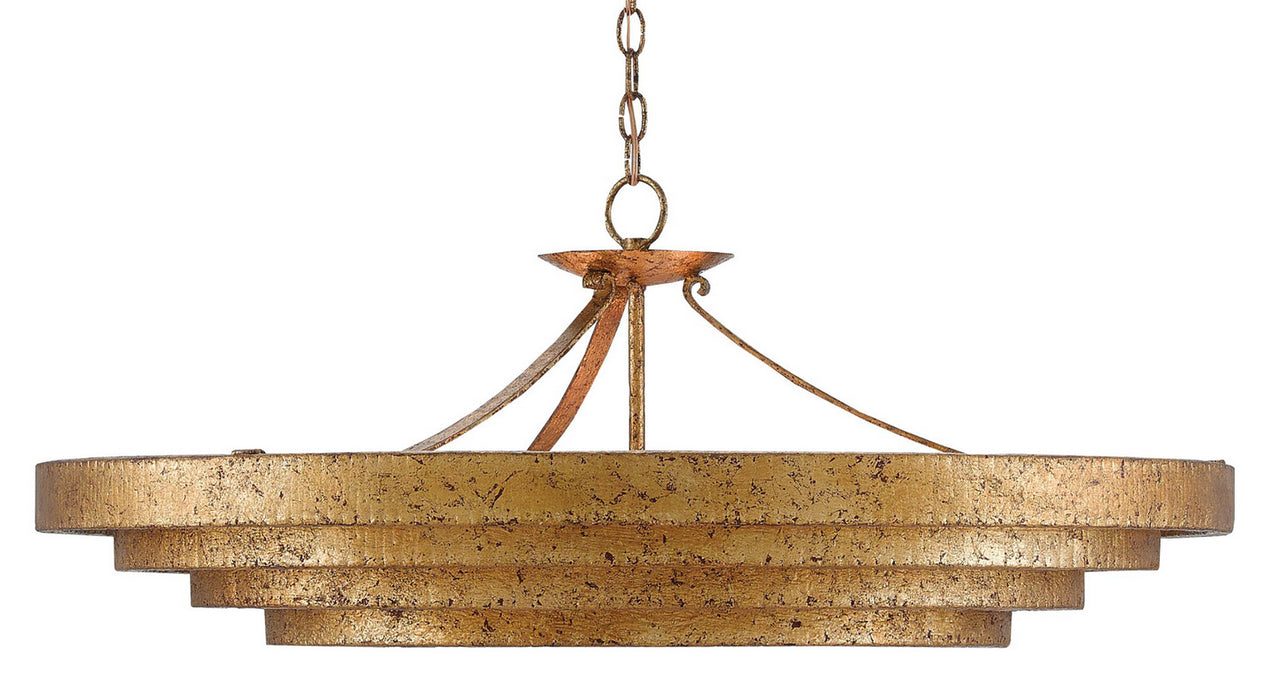 Currey and Company 9000-0187 Three Light Chandelier, Gold Leaf