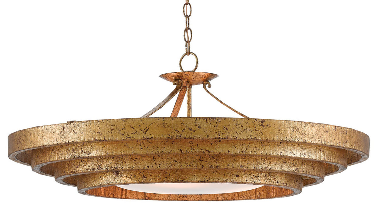 Currey and Company 9000-0187 Three Light Chandelier, Gold Leaf