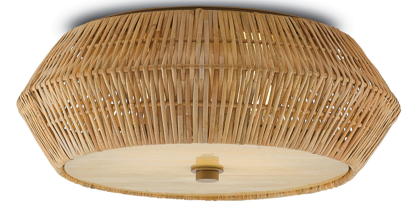 Currey and Company 9999-0033 Two Light Flush Mount, Natural/Honey Beige