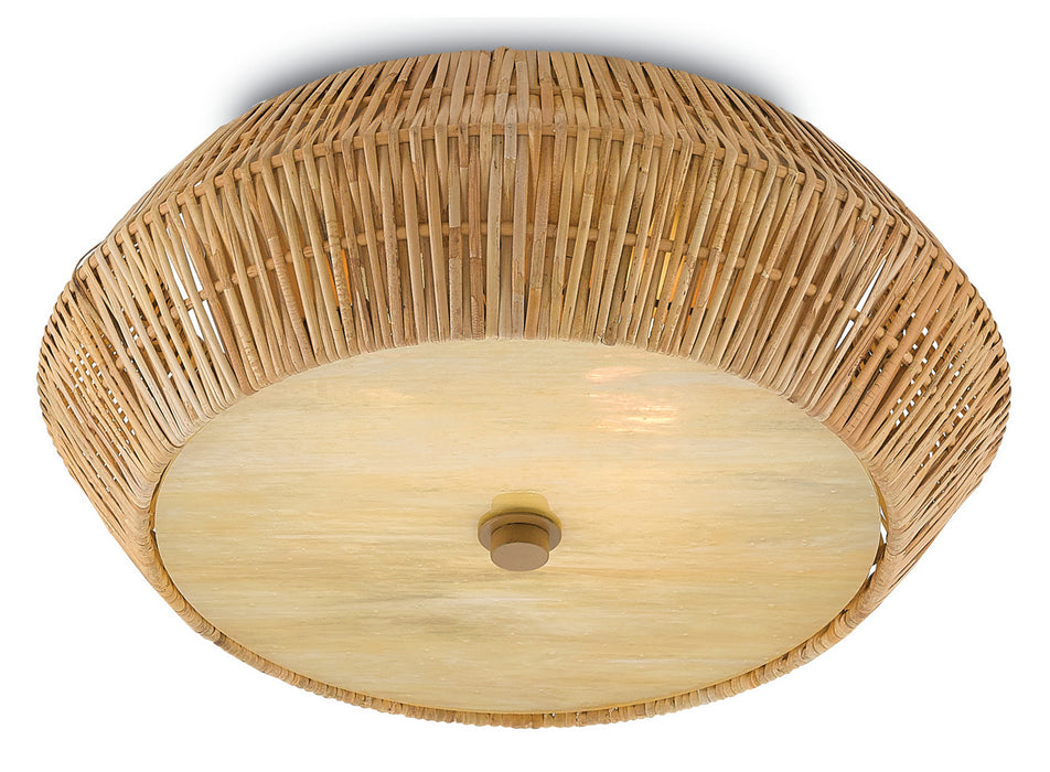 Currey and Company 9999-0033 Two Light Flush Mount, Natural/Honey Beige