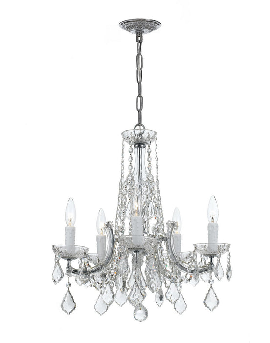 Crystorama 4576-CH-CL-MWP Five Light Chandelier, Polished Chrome