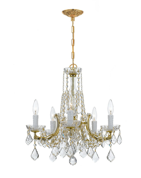 Crystorama 4576-GD-CL-MWP Five Light Chandelier, Gold