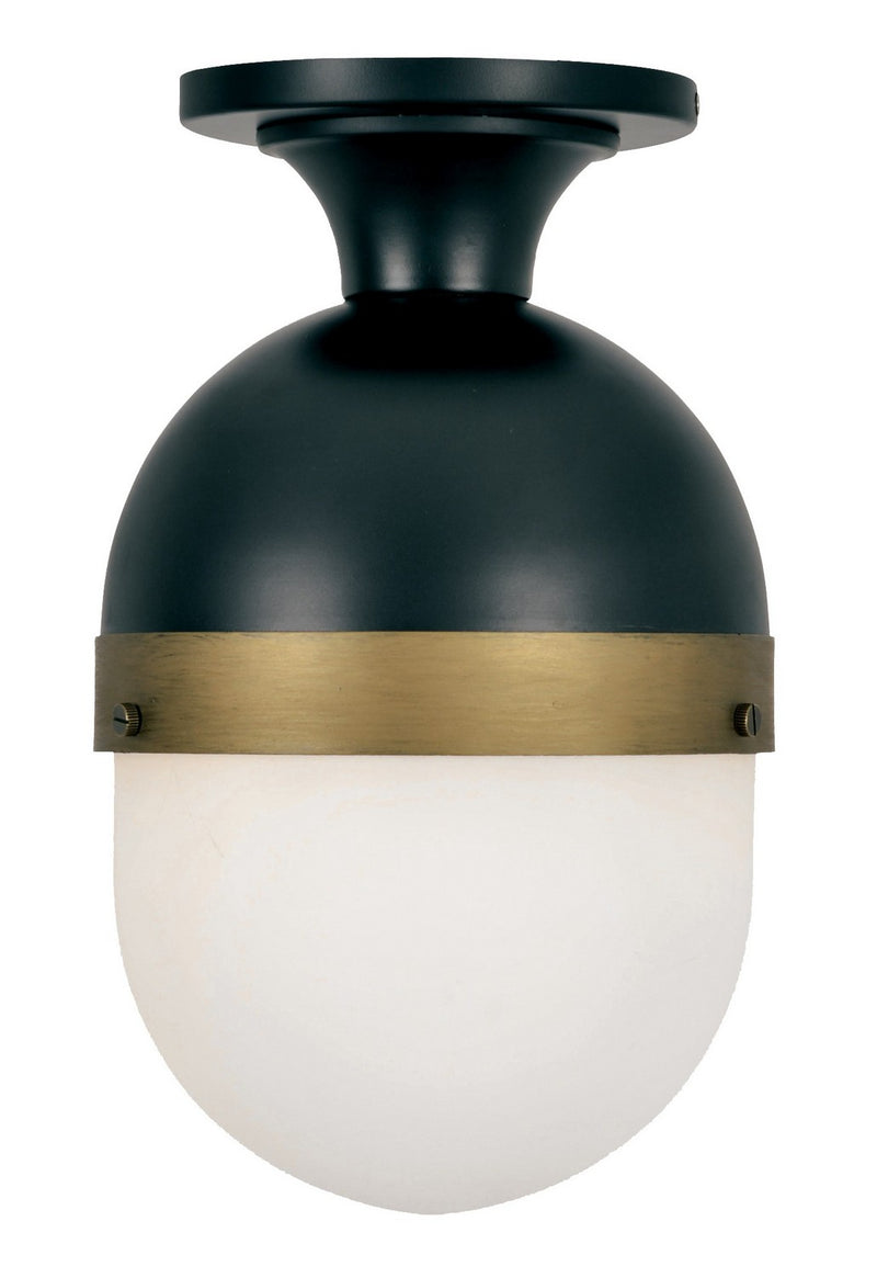 Crystorama CAP-8500-MK-TG One Light Outdoor Semi Flush Mount, Matte Black + Textured Gold
