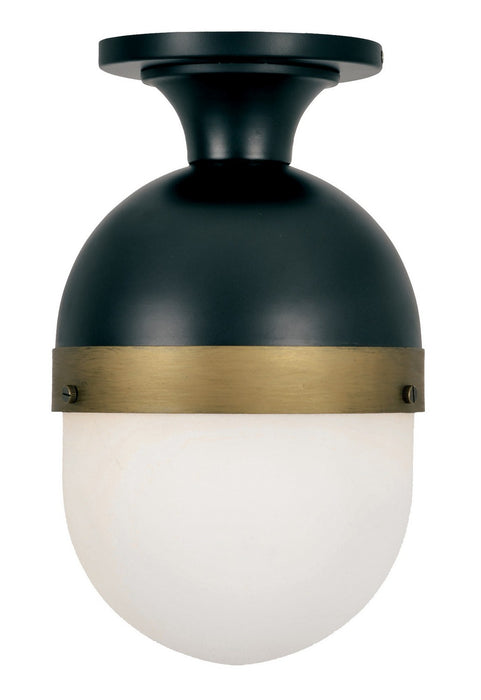 Crystorama CAP-8500-MK-TG One Light Outdoor Semi Flush Mount, Matte Black + Textured Gold