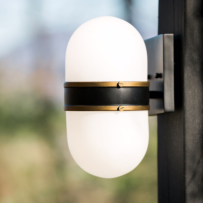 Crystorama CAP-8501-MK-TG One Light Outdoor Wall Sconce, Matte Black + Textured Gold