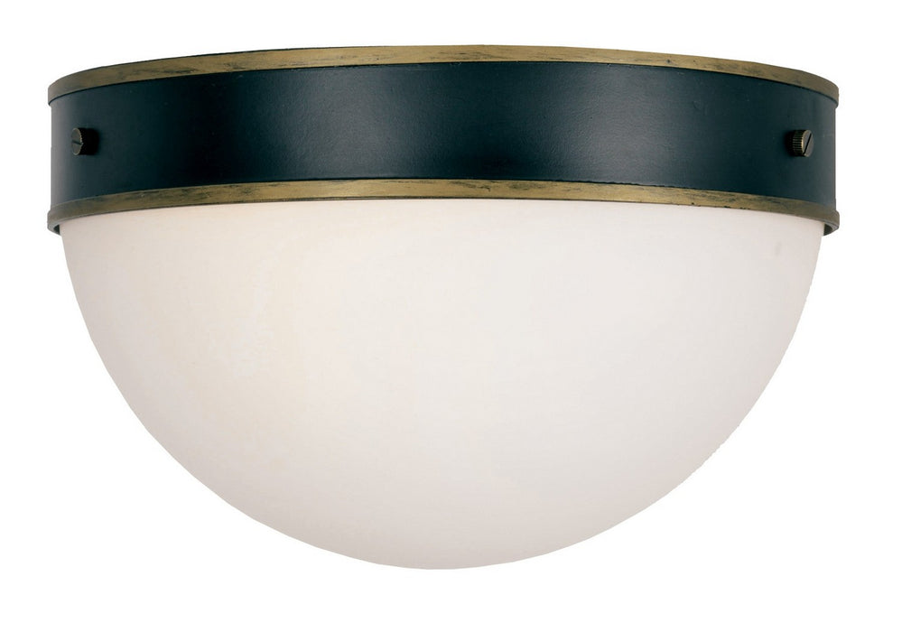 Crystorama CAP-8503-MK-TG Two Light Outdoor Flush Mount, Matte Black + Textured Gold