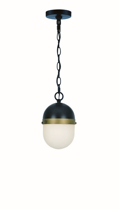 Crystorama CAP-8506-MK-TG Three Light Outdoor Pendant, Matte Black + Textured Gold