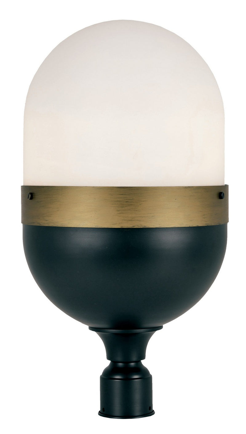 Crystorama CAP-8509-MK-TG Three Light Outdoor Post Mount, Matte Black + Textured Gold