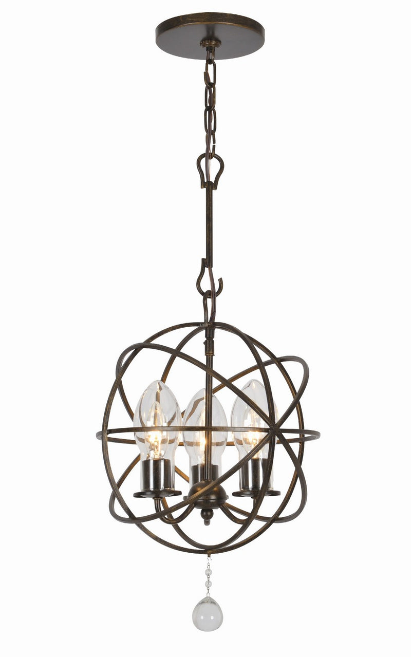 Crystorama SOL-9325-EB Three Light Outdoor Chandelier, English Bronze