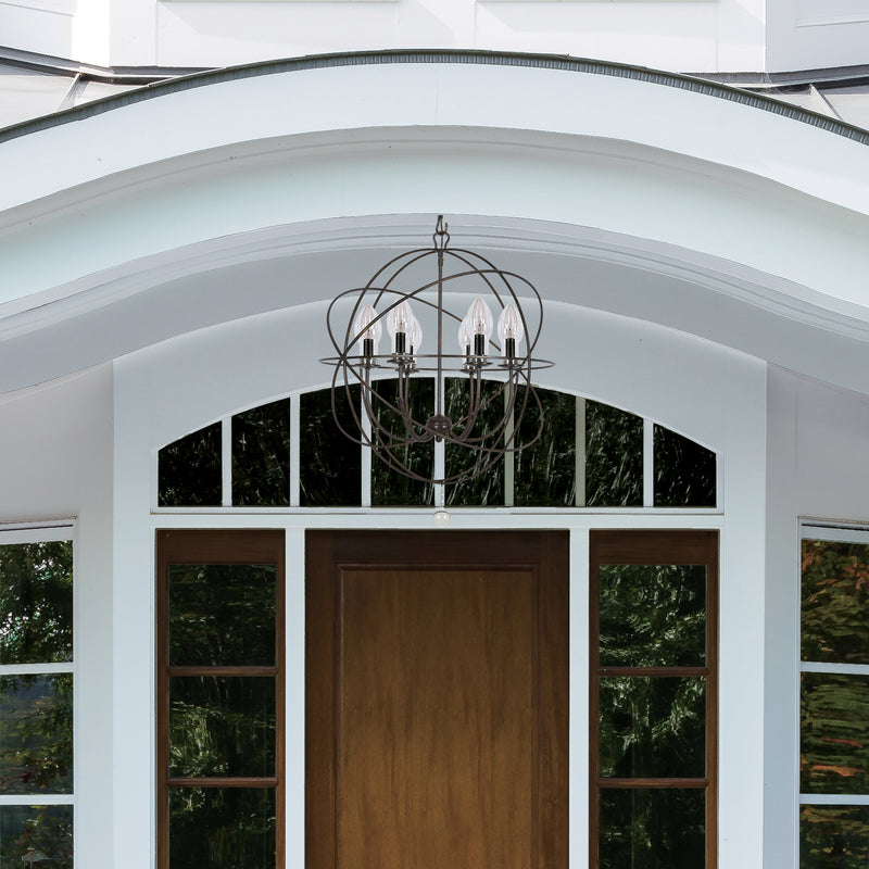 Crystorama SOL-9326-EB Six Light Outdoor Chandelier, English Bronze