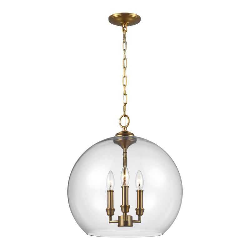 Visual Comfort Studio F3155/3BBS Three Light Pendant, Burnished Brass