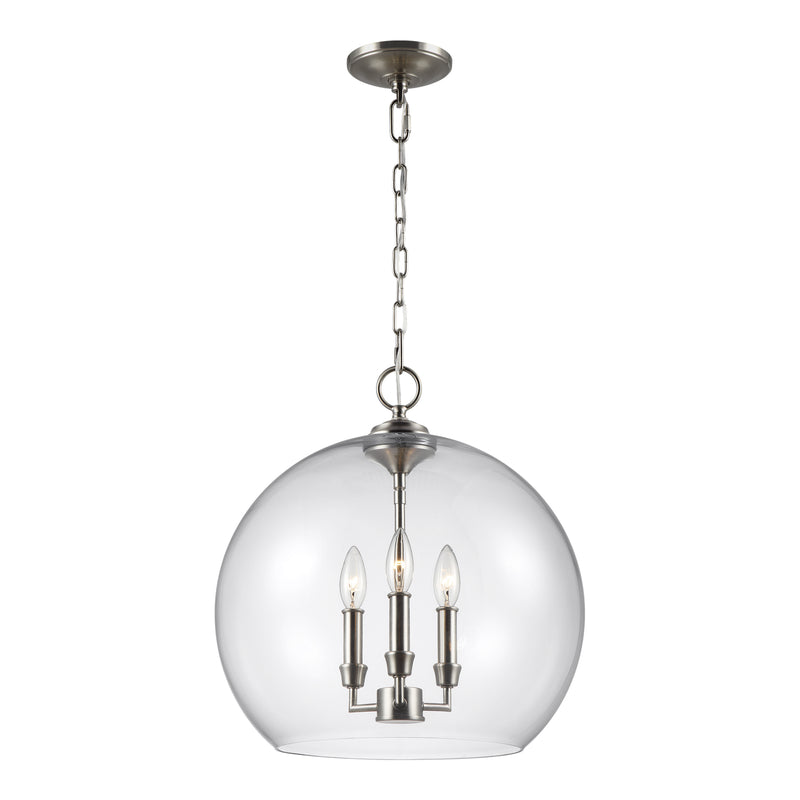 Visual Comfort Studio F3155/3SN Three Light Pendant, Satin Nickel
