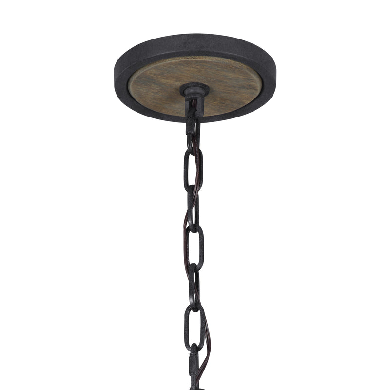Visual Comfort Studio F3186/6WOW/AF Six Light Pendant, Weathered Oak Wood / Antique Forged Iron