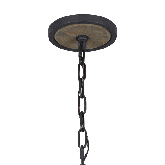 Visual Comfort Studio F3186/6WOW/AF Six Light Pendant, Weathered Oak Wood / Antique Forged Iron