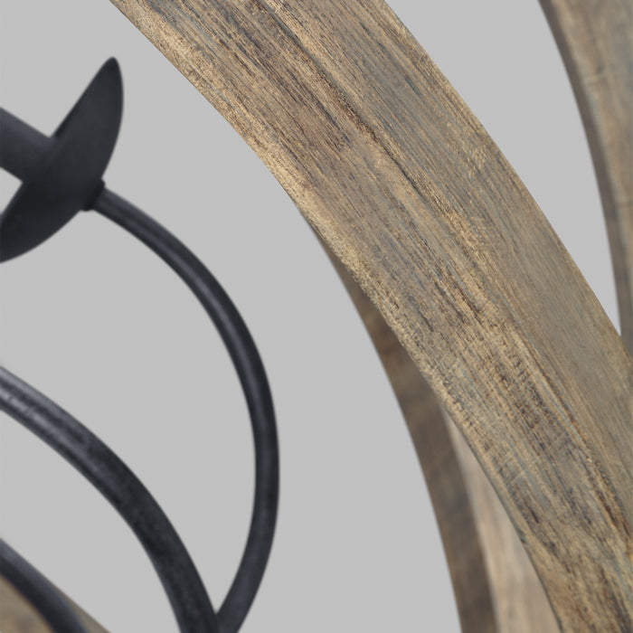 Visual Comfort Studio F3186/6WOW/AF Six Light Pendant, Weathered Oak Wood / Antique Forged Iron