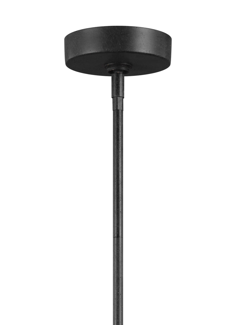 Visual Comfort Studio F3192/6WOW/AF Six Light Chandelier, Weathered Oak Wood / Antique Forged Iron