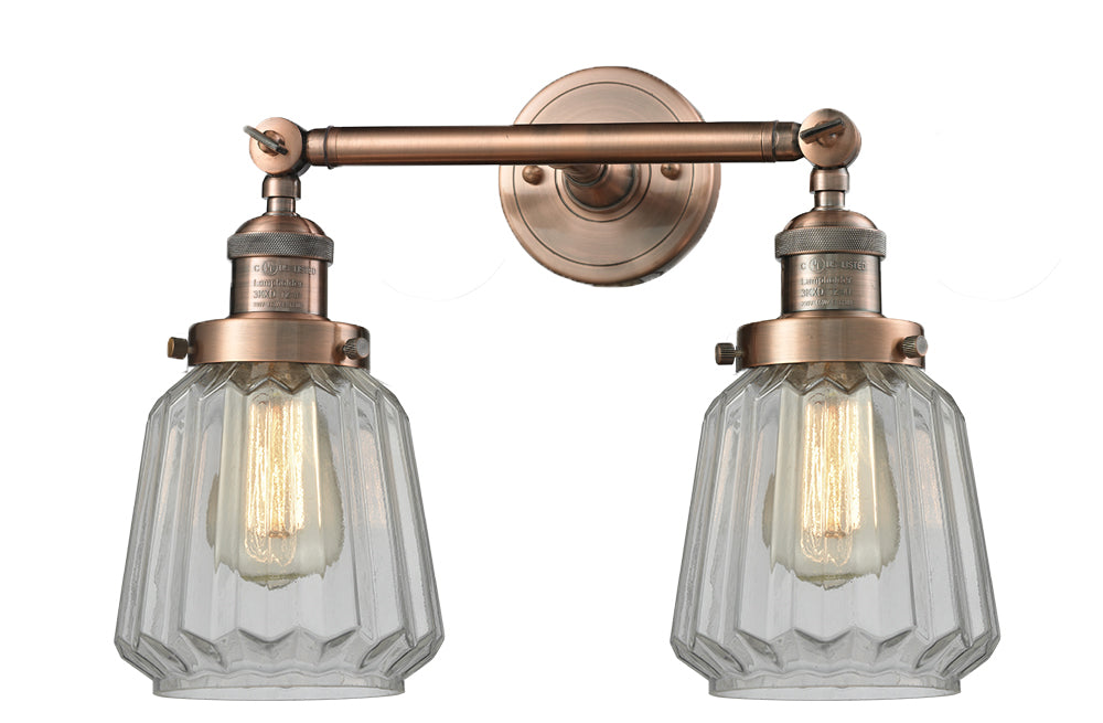 Innovations 208-AC-G142 Two Light Bath Vanity, Antique Copper