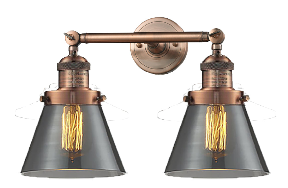 Innovations 208-AC-G63 Two Light Bath Vanity, Antique Copper