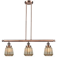 Innovations 213-AC-G146 Three Light Island Pendant, Antique Copper