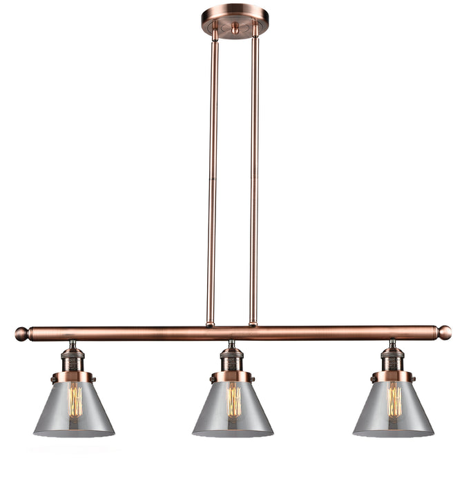 Innovations 213-AC-G43 Three Light Island Pendant, Antique Copper