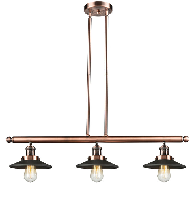 Innovations 213-AC-M6BK Three Light Island Pendant, Antique Copper