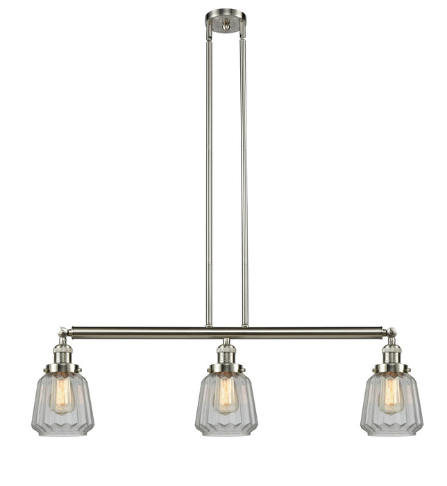 Innovations 213-SN-G142 Three Light Island Pendant, Brushed Satin Nickel