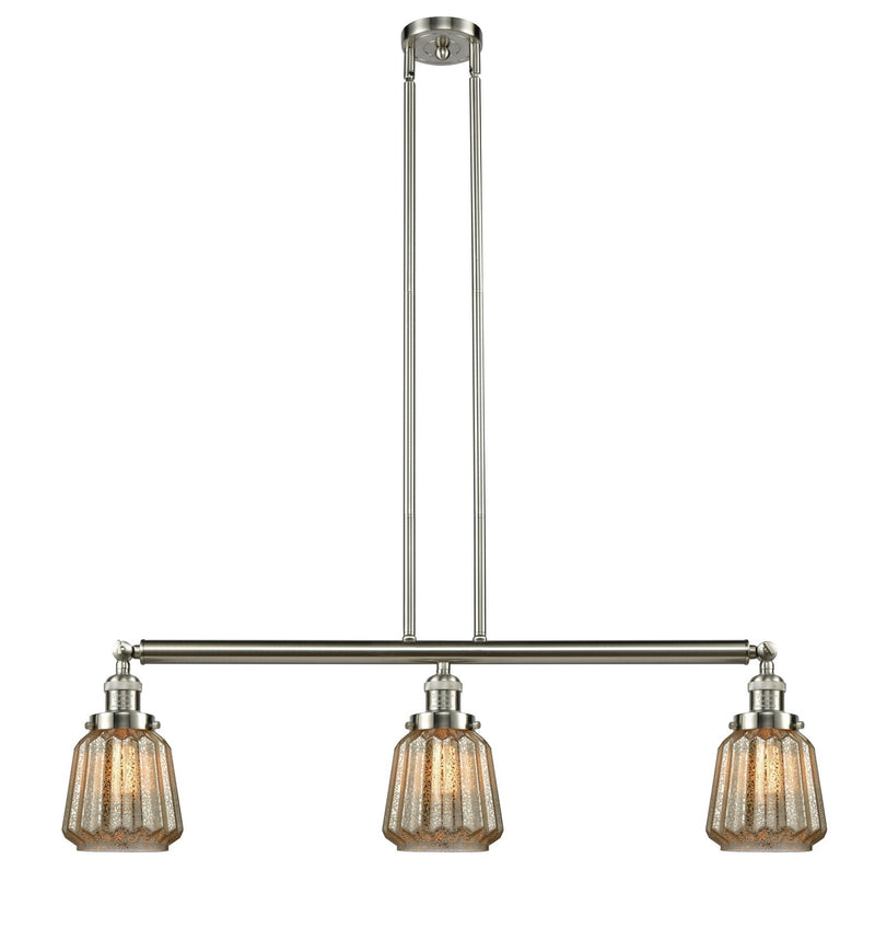 Innovations 213-SN-G146 Three Light Island Pendant, Brushed Satin Nickel