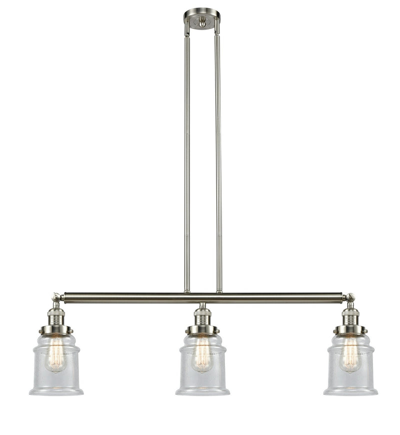 Innovations 213-SN-G184 Three Light Island Pendant, Brushed Satin Nickel