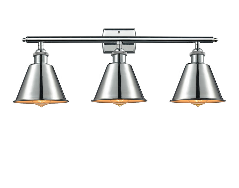 Innovations 516-3W-PC-M8 Three Light Bath Vanity, Polished Chrome