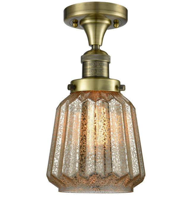 Innovations 517-1CH-AB-G146 One Light Semi-Flush Mount, Antique Brass