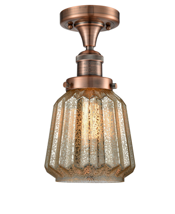 Innovations 517-1CH-AC-G146 One Light Semi-Flush Mount, Antique Copper