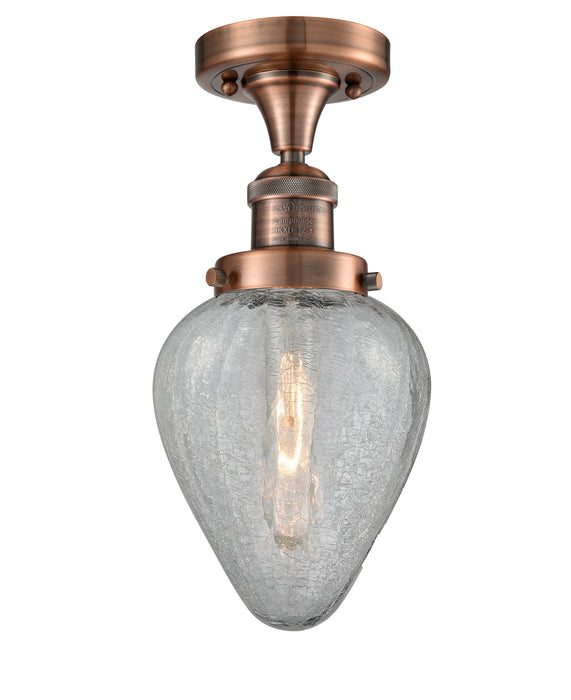 Innovations 517-1CH-AC-G165 One Light Semi-Flush Mount, Antique Copper
