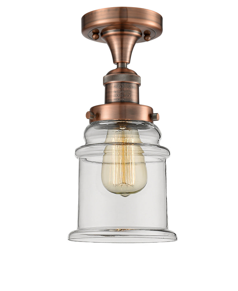 Innovations 517-1CH-AC-G182 One Light Semi-Flush Mount, Antique Copper
