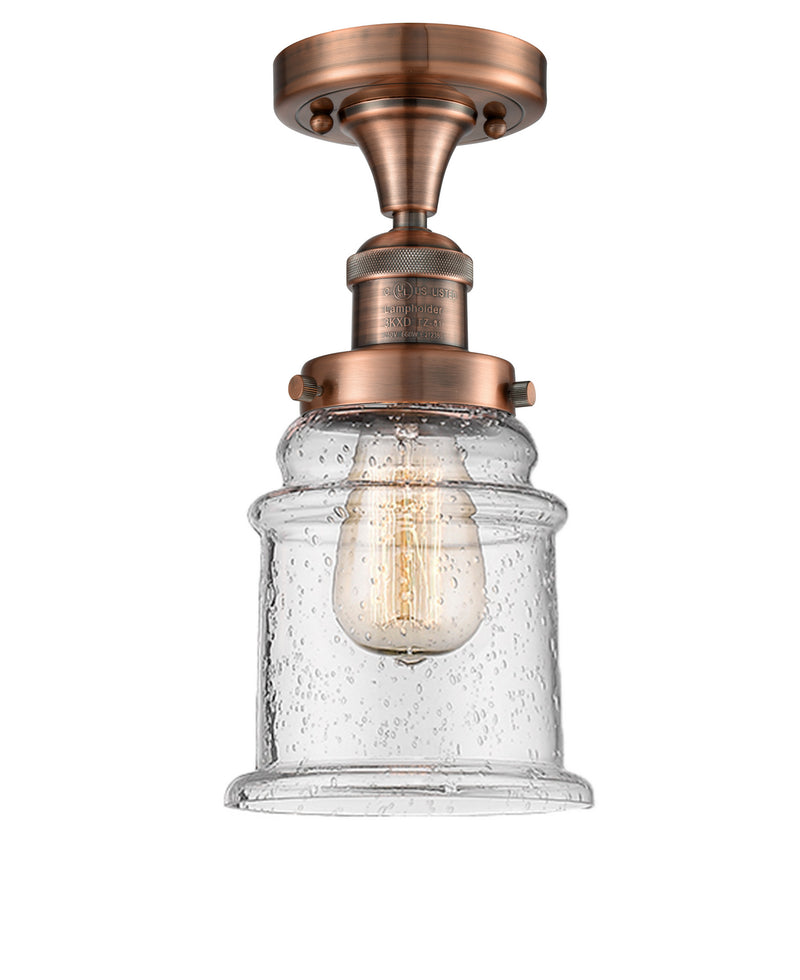 Innovations 517-1CH-AC-G184 One Light Semi-Flush Mount, Antique Copper