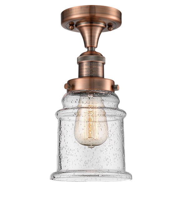 Innovations 517-1CH-AC-G184 One Light Semi-Flush Mount, Antique Copper