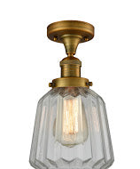 Innovations 517-1CH-BB-G142 One Light Semi-Flush Mount, Brushed Brass