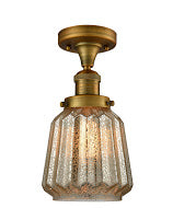 Innovations 517-1CH-BB-G146 One Light Semi-Flush Mount, Brushed Brass