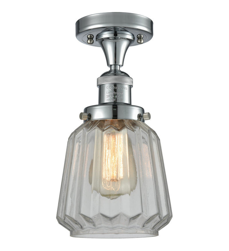 Innovations 517-1CH-PC-G142 One Light Semi-Flush Mount, Polished Chrome