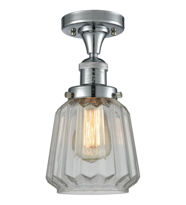 Innovations 517-1CH-PC-G142 One Light Semi-Flush Mount, Polished Chrome