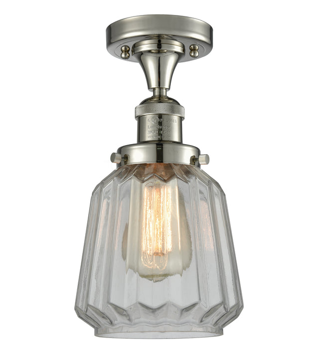 Innovations 517-1CH-PN-G142 One Light Semi-Flush Mount, Polished Nickel