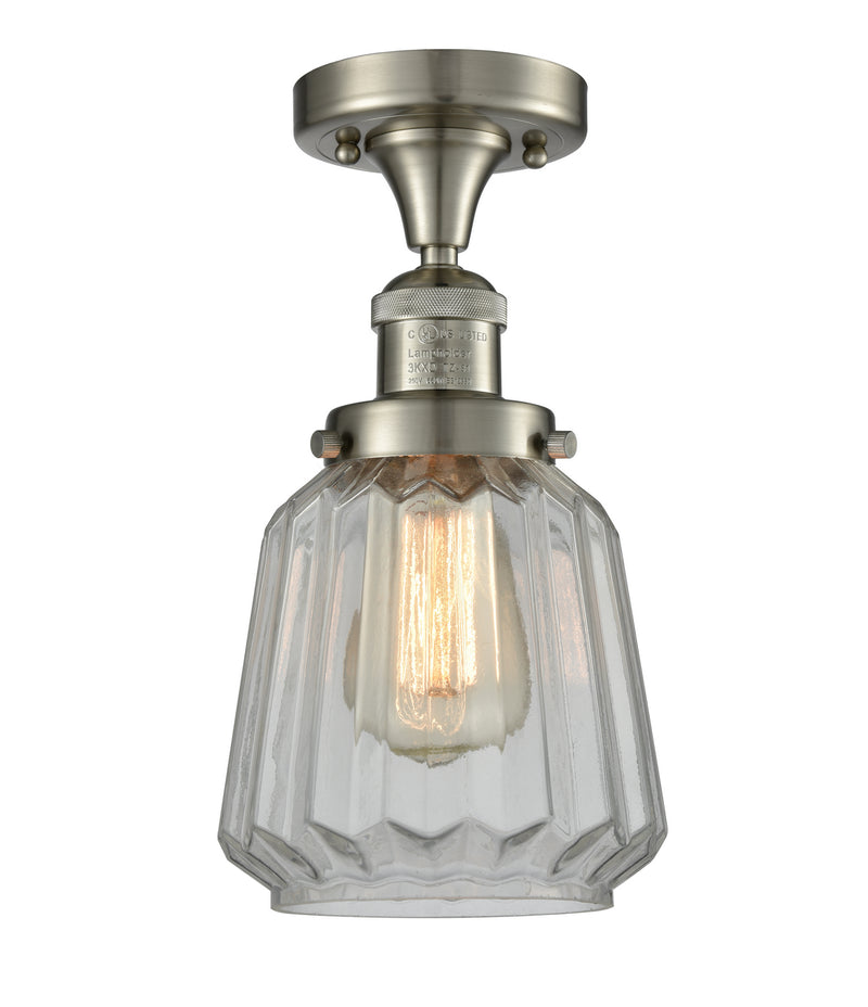 Innovations 517-1CH-SN-G142 One Light Semi-Flush Mount, Brushed Satin Nickel