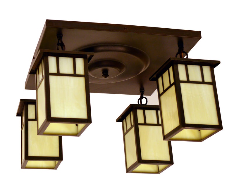 Arroyo HCM-4L/4DTCR-BZ Four Light Flush Mount, Bronze
