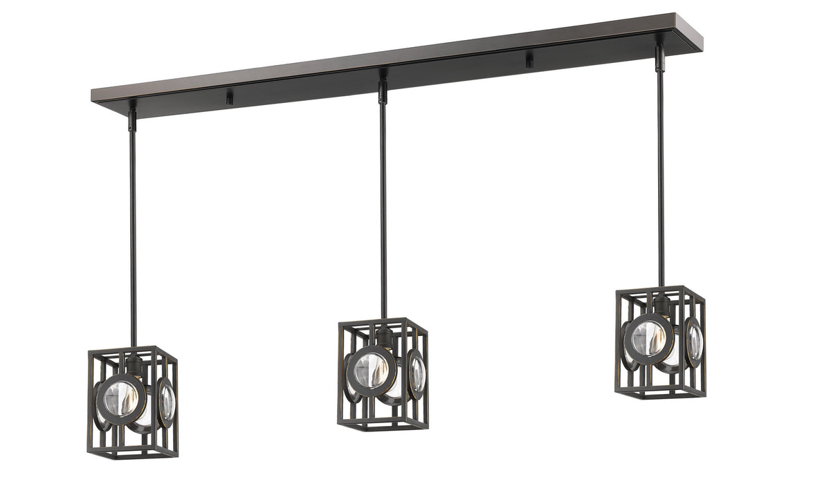 Z-Lite 448MP-3OB Three Light Linear Chandelier, Olde Bronze