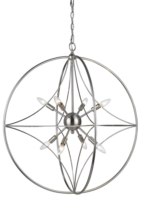 Z-Lite 452-30BN Eight Light Chandelier, Brushed Nickel
