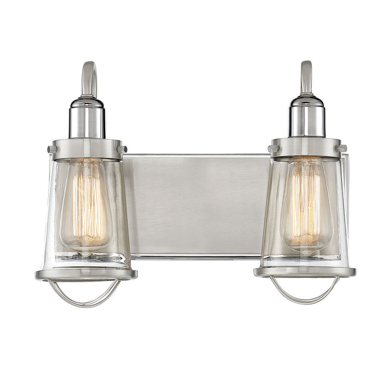 Savoy House 8-1780-2-111 Two Light Bath Bar, Satin Nickel with Polished Nickel