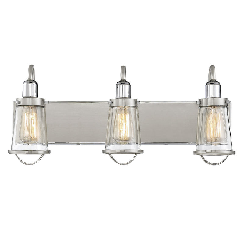 Savoy House 8-1780-3-111 Three Light Bath Bar, Satin Nickel with Polished Nickel