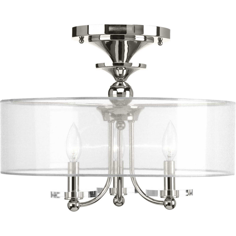Progress Lighting P350029-104 Three Light Semi-Flush Convertible, Polished Nickel